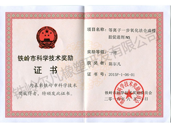 2015鐵嶺市科技獎勵：技術發(fā)明一等獎